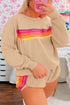 Striped Accent Pullover and Shorts Two Piece Casual Set